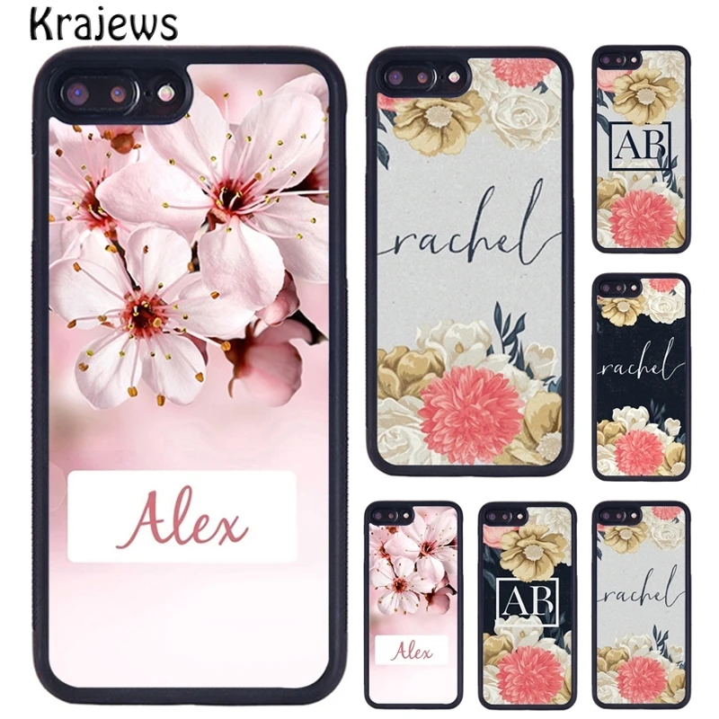 Krajews Personalised Floral Name Monogram Phone Case For iPhone 16 15 14 plus 11 12 mini 13 Pro XR XS Max cover coque