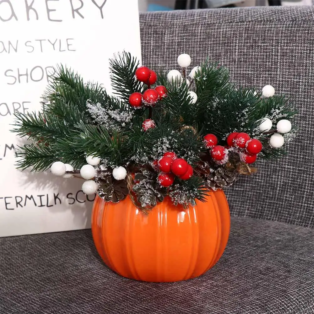 Anticorrosion Simulation Pumpkin Vase Not Fade Wear-resistant Plastic Pumpkin Flowerpot Pumpkin Shape Flower Arrangement Vase