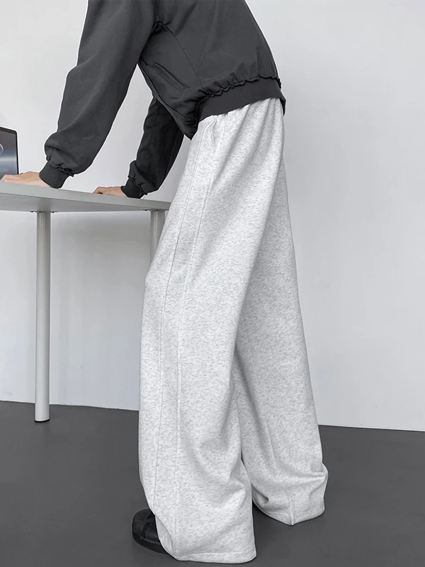 

Men's Fce Lined Wide Leg Pants Casual Straight Cut Trousers Autumn Winter Heavy Du Drapey Sports Loose American Sle Lo...