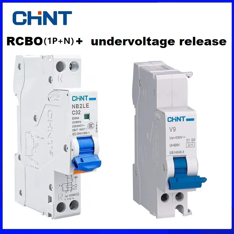 

CHINT NB2LE 1P+N With V9 Undervoltage Release Residual Current Operated Circuit Breaker Leakage Protection Switch 0.03A 30MA