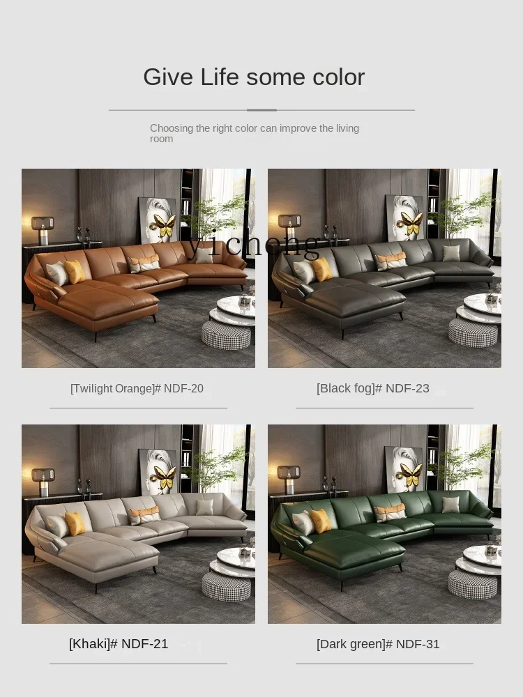 

XL Leather Sofa First Layer Cowhide Corner Living Room Chaise Cowhide Leather Sofa