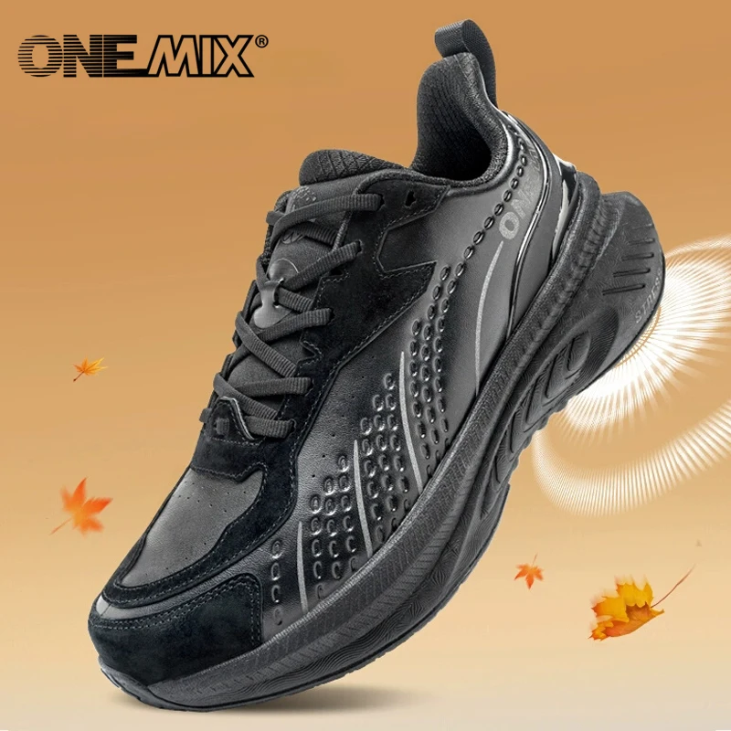 ONEMIX 2024 Sports Shoes Women Autumn And Winter Leather Cover Cold Waterproof Lightweight Comfortable Breathable Running Shoes