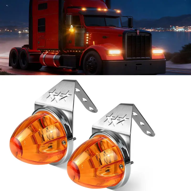 

2 шт. арбузные фонари с янтарными стеклянными линзами и кронштейном из нержавеющей стали, янтарные светодиодные арбузные зеркальные указатели поворота