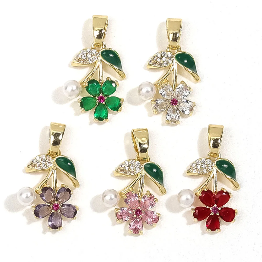 20pcs/ Bag Nnew Trendy Sun Flower Tulip Design Women Brass Gold Plated Pendants for Girlfriend Gift