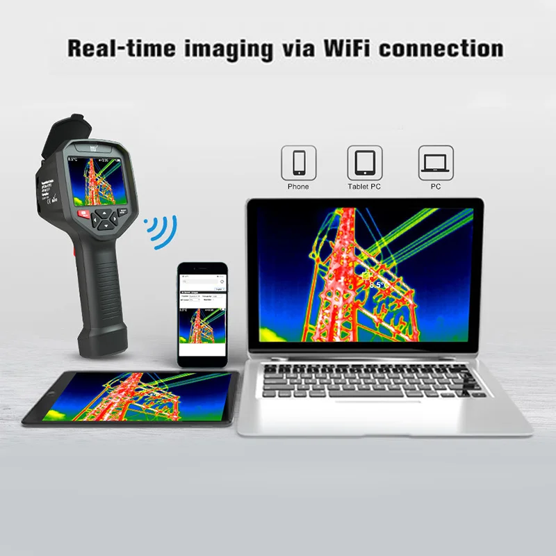 

HT-A10 Handheld Thermal Imaging Camera 3.5"Ful l Angle TFT Display Screen 256*192 Fixed Focusing Mode