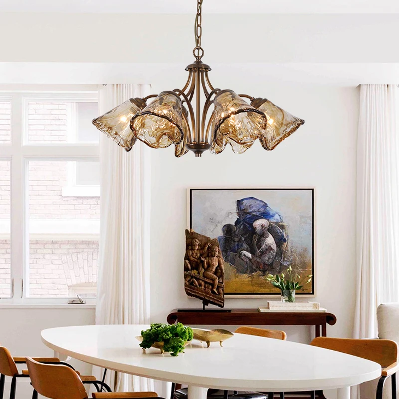 Copper Chandelier For Living Room Bedroom Dining Room Kitchen Villa Luxury Retro Style Art Smoked