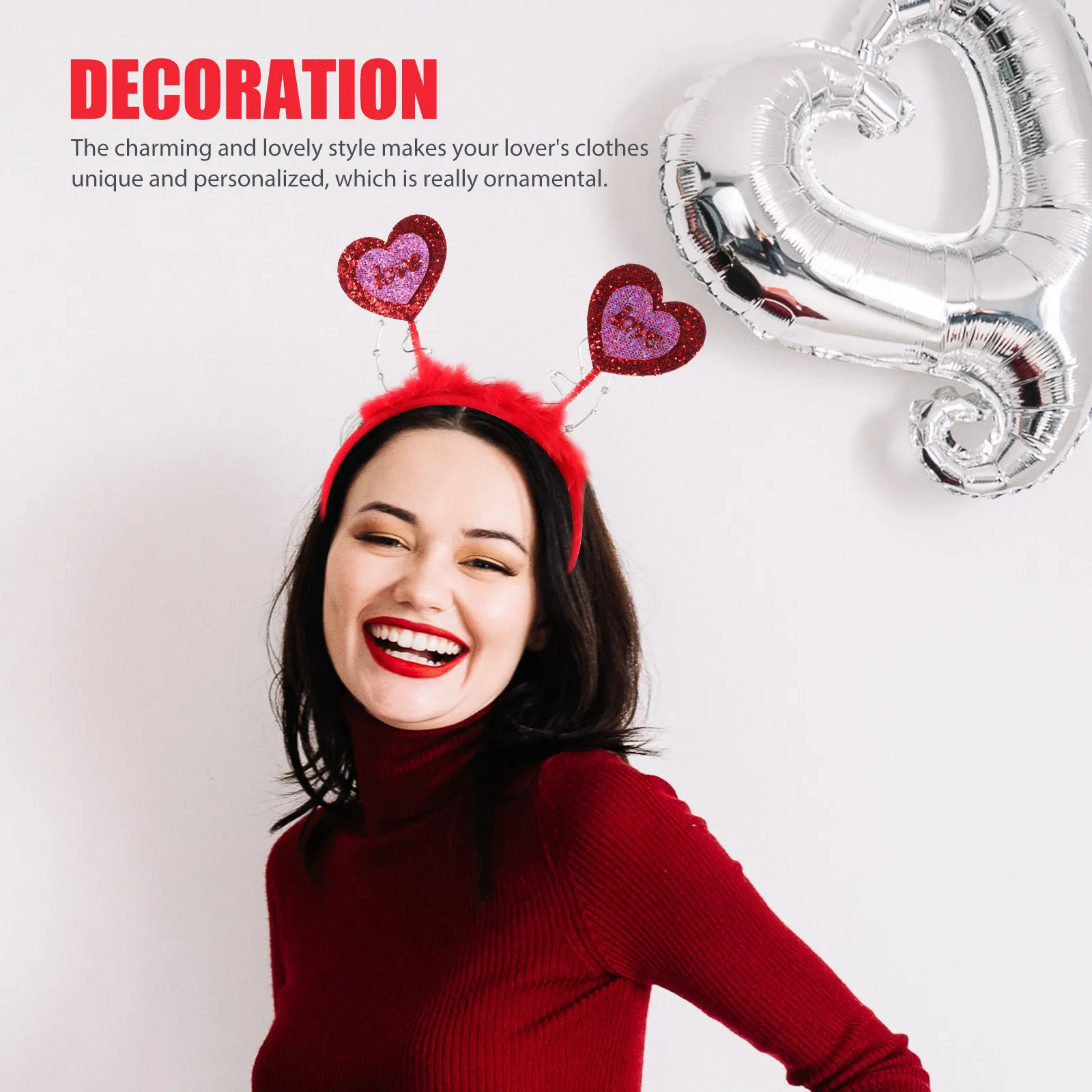 

4Pcs Lovely Heart Headbands Girls Valentine's Day Hair Hoops Party Headwear Decorative Love Heart Shaped Hair Accessories