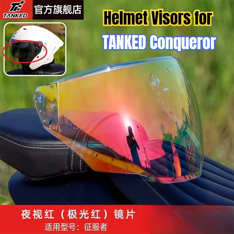 Helmet Visors for TANKED Conqueror half helmet lens Specific Lens Silver Plated Red Black Tea Helmet Replacement Parts