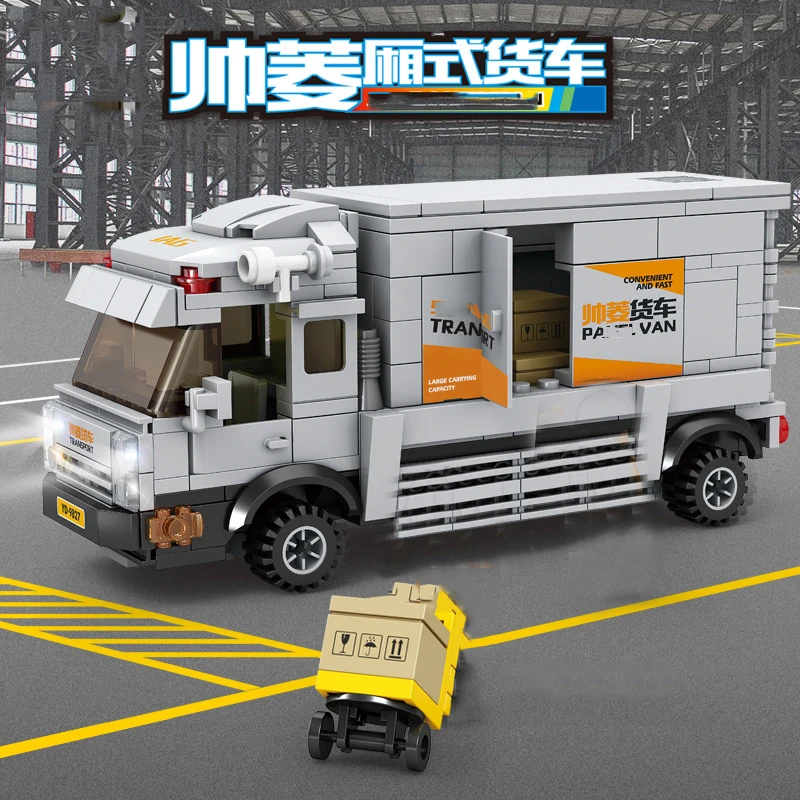 City Truck Vehicle Pickup Heavy Cargo Transport Model Building Blocks Machinery Shop Van Creative Carriage Harvester Car Kid Toy