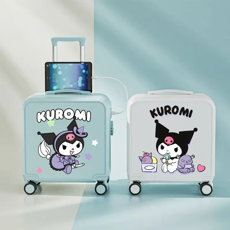 Kawaii  Anime Ins Fashion Sanrio Luggage Boarding Case Cute Kuromi Cinnamoroll Children Trolley Password Travel Box Gifts Kids