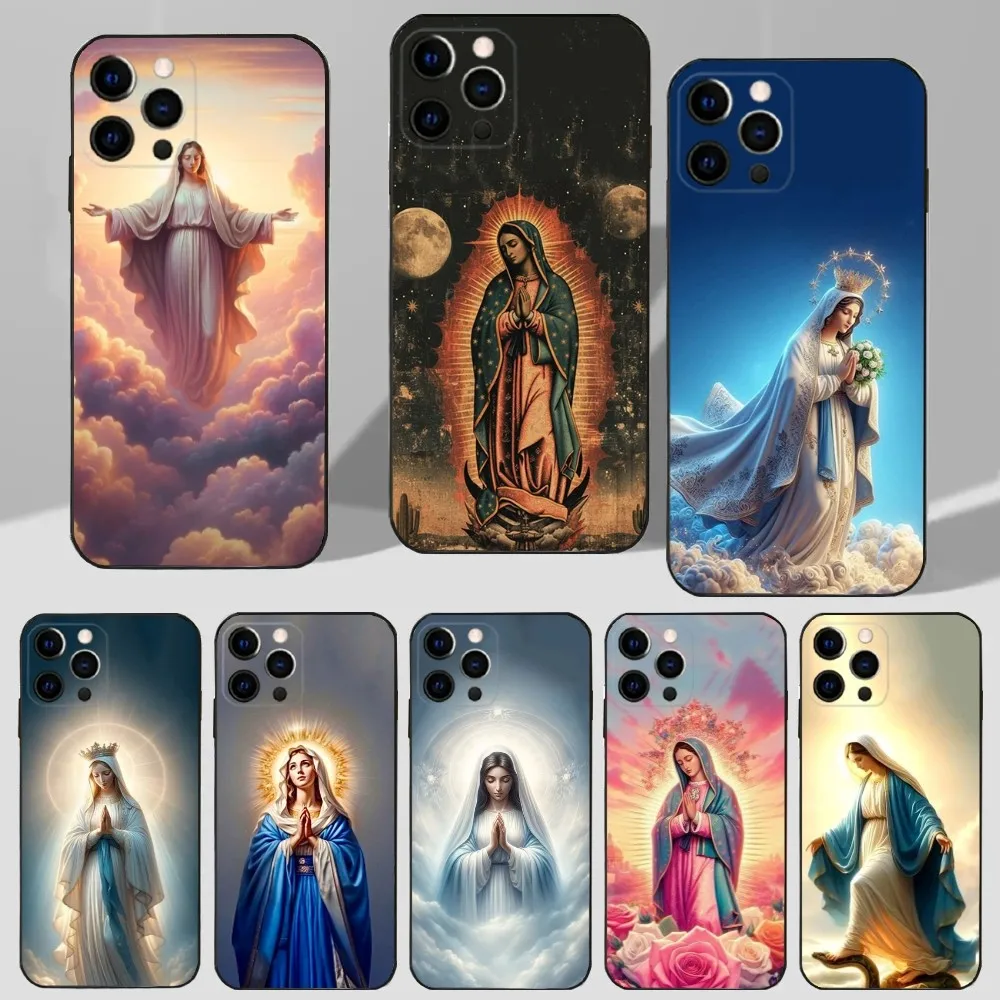 

Virgin De Guadalupe Phone Case For iPhone 16,15,14,13,12,11 Plus,Pro Max,XS,X,XR,SE,Mini,8,7 Soft Silicone Black Cover