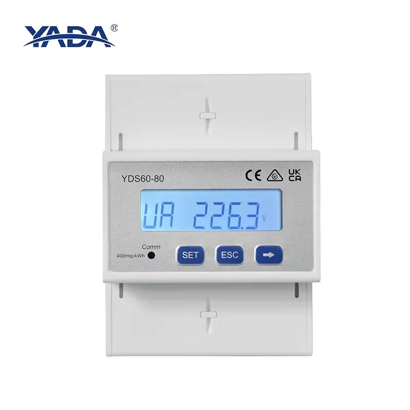 YADA YDS60-80 CE UKCA RCM Certified RS485 Modbus LCD Din Rail Mounted Digital Three-Phase Energy Meter For PV Inverter