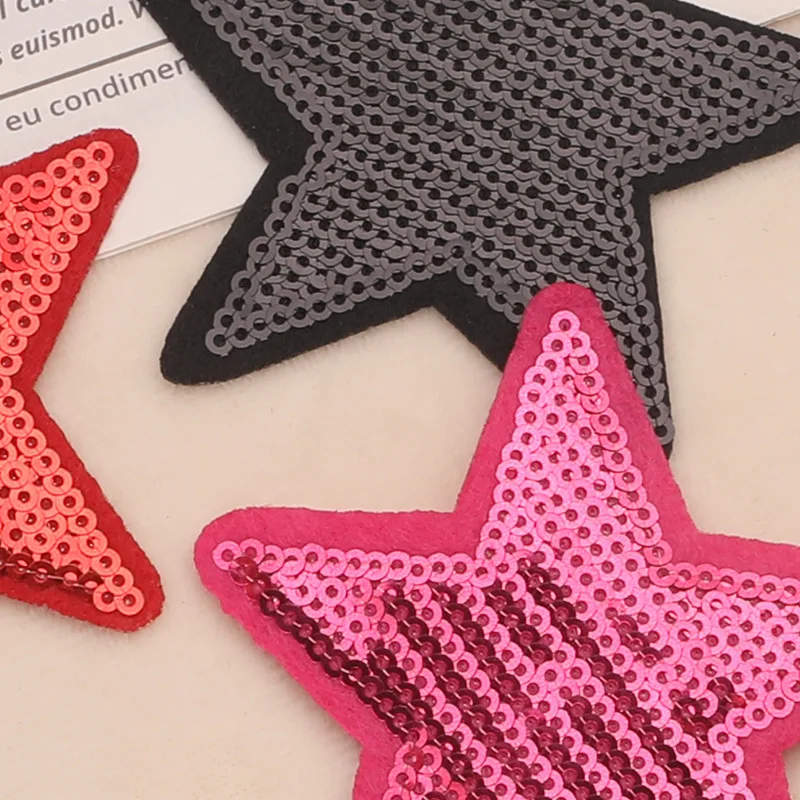 Wholesale 10pcs Sequin Star Patches for Clothing Jeans T-shirt Backpack Badges Iron on Patch Embroidered Emblem Clorhing Sticker