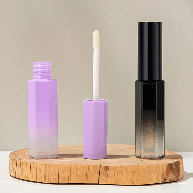 10ml Polygon Empty Lip Gloss Tube Plastic Refillable Bottles Liquid Lipstick Container Lipgloss Mini Sample Bottle Square Shape