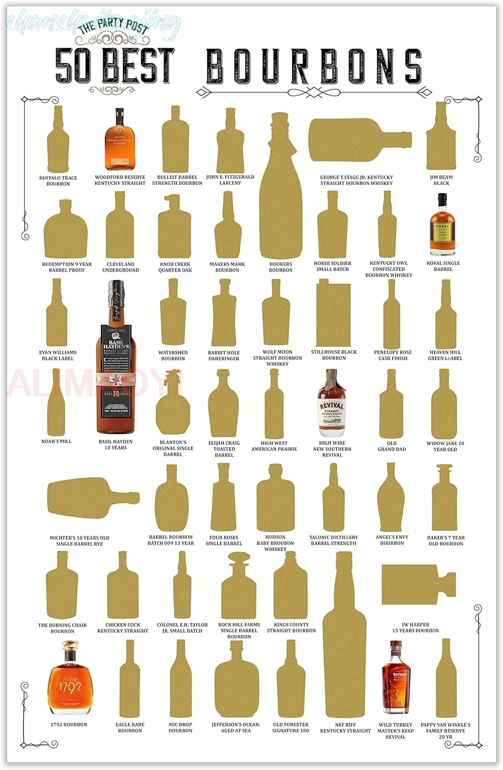 50 Best Bourbons Metal Tin Sign Bourbon Barrel List Banners Vintage Tin Sign Home Coffee Shop Garage Bar Club Kitchen sign