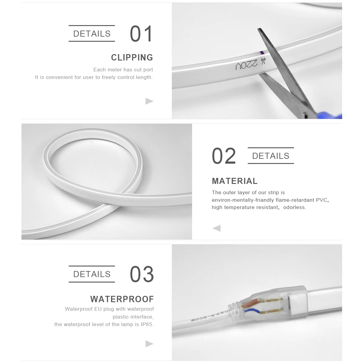 LED Neon Strip EU US 12V Flexible Neon Lamp Light Touch Dimmer Waterproof Outdoor Holiday Decorative Strip for Room Wall Decor image 3
