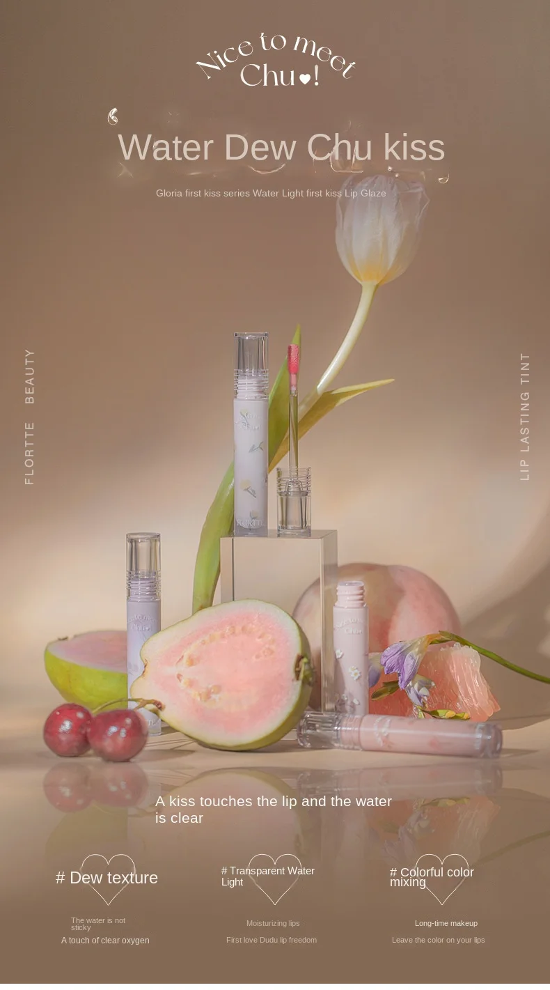 FLATS-Glow Lip Glaze Batom, de longa duração Lip Gloss, Make Up Espelho  Lipgloss, primeiro beijo, Dew Vitamina - AliExpress, image size:790x1421