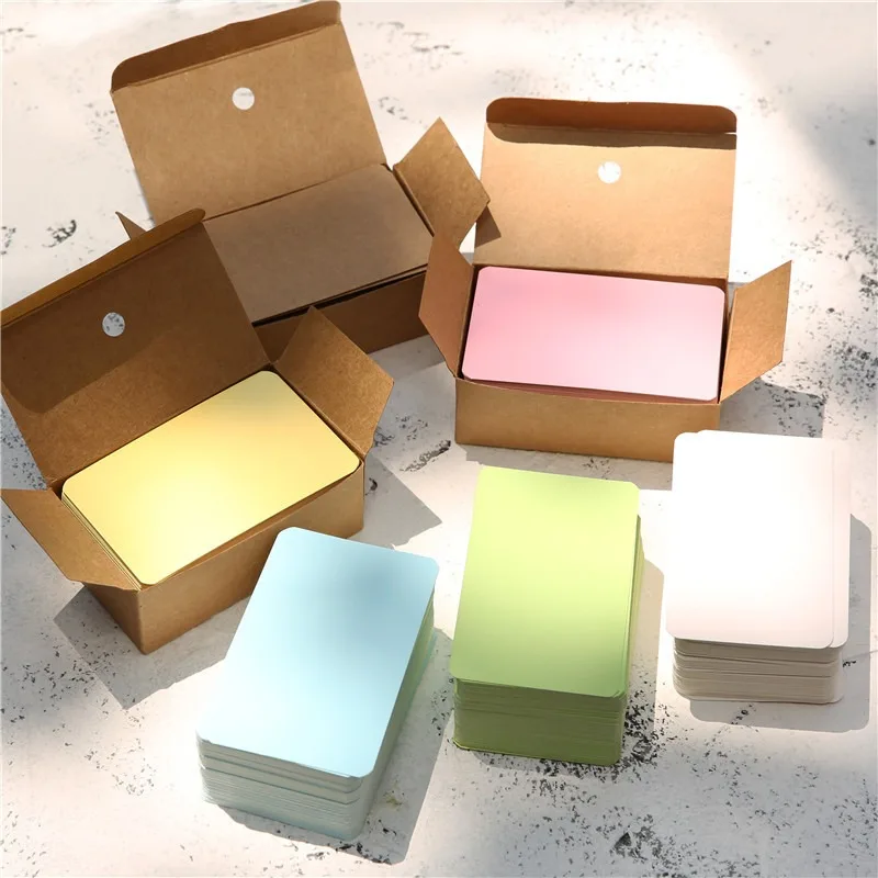 Mini Tarjeta de papel Kraft en blanco para escribir mensajes de agradecimiento, marcador de etiqueta para pintar, papel de bocetos, 7 colores, caja de 100 unidades