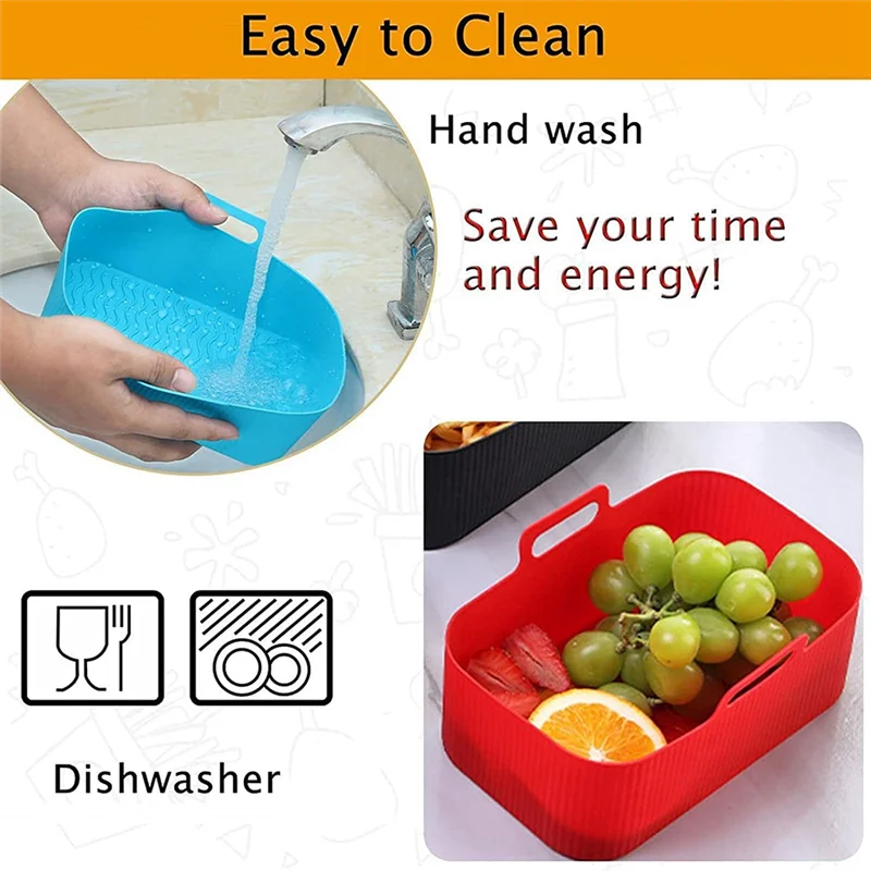 Air Fryer Liners for Ninja Air Fryer Dual, Reusable Air Fryer Silicone Liner for Ninja Air Fryer Accessories,Red