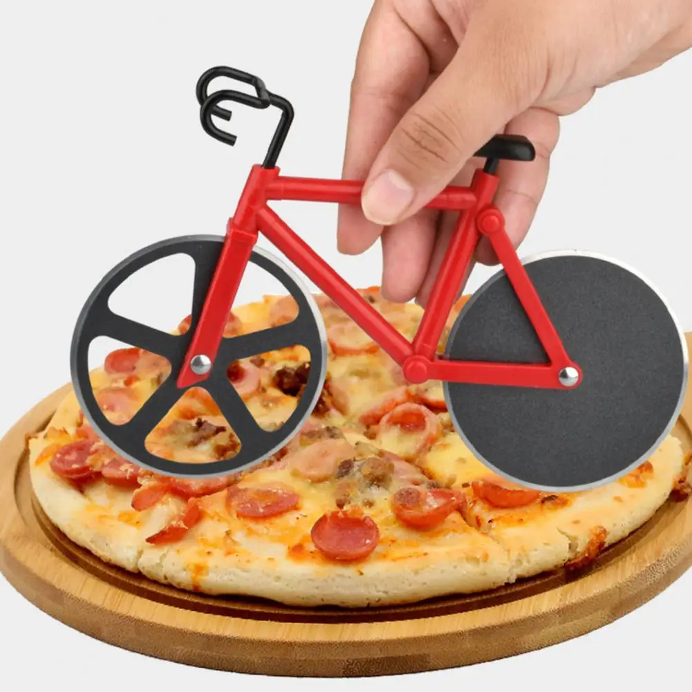 Pizza Cutter Bicycle Shaped Non-sticky Sharp Wheel Stainless Blade Multi-functional Dough Pancake Food Slicer Kitchen Supplies