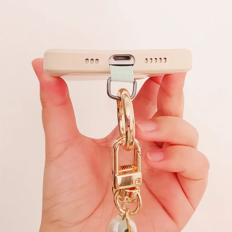 Mobile Phone Lanyard Women\'s Long Neck and Shoulder Strap Phone Case Universal Lanyard Long Crossbody Pearl Pickup Chain