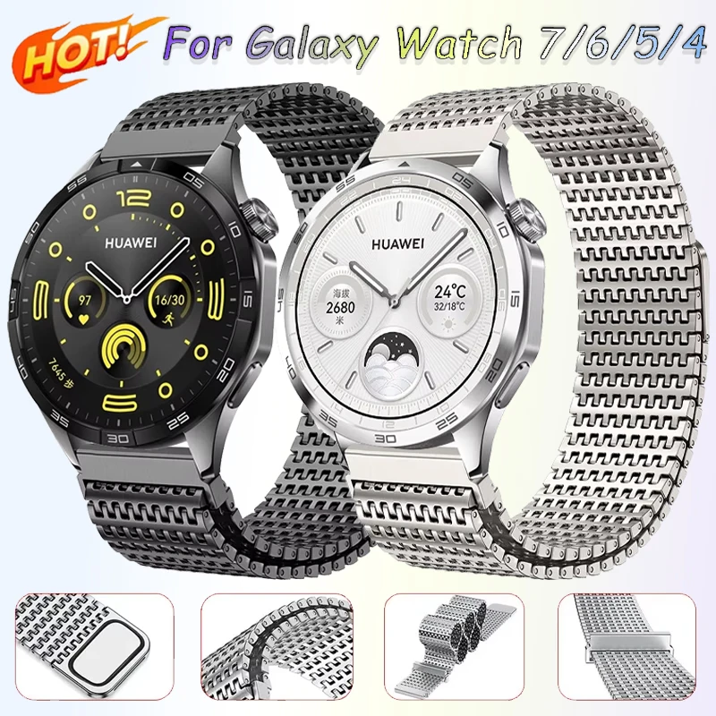 メタルストラップ サムスン Galaxy Watch 7/6/5/4 マグネット式ブレスレット リストバンド Huawei Watch GT5/GT5 Pro Amazfit GTR 4/GTS 4 Mini ベルト