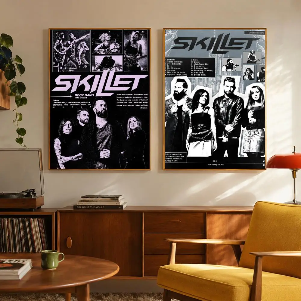 Band Rock S-Skillet Poster Digital Solvent Print Waterproof PP Fade-Resistant Wall Art Room Decor Gift