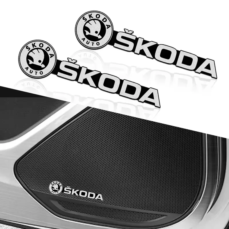 Stereo sticker car audio decoration badge For Skoda Octavia MK2 MK3 2 3 A7 Fabia Karoq Kodiaq Superb Rapid Kamiq Scala Yeti