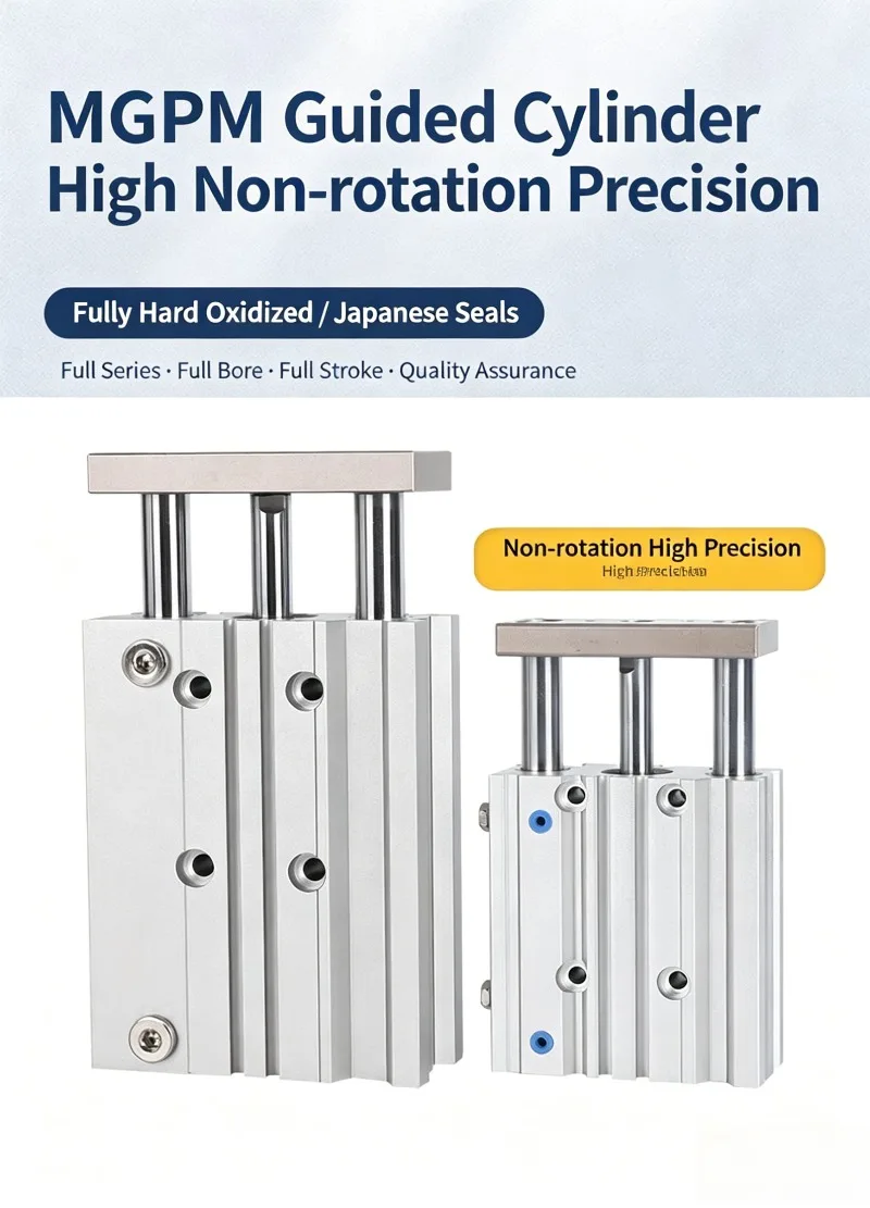 Three-bar cylinder MGPM12/16/20/25/32/40/50/63/80/100 pneumatic piston rod with guide rod