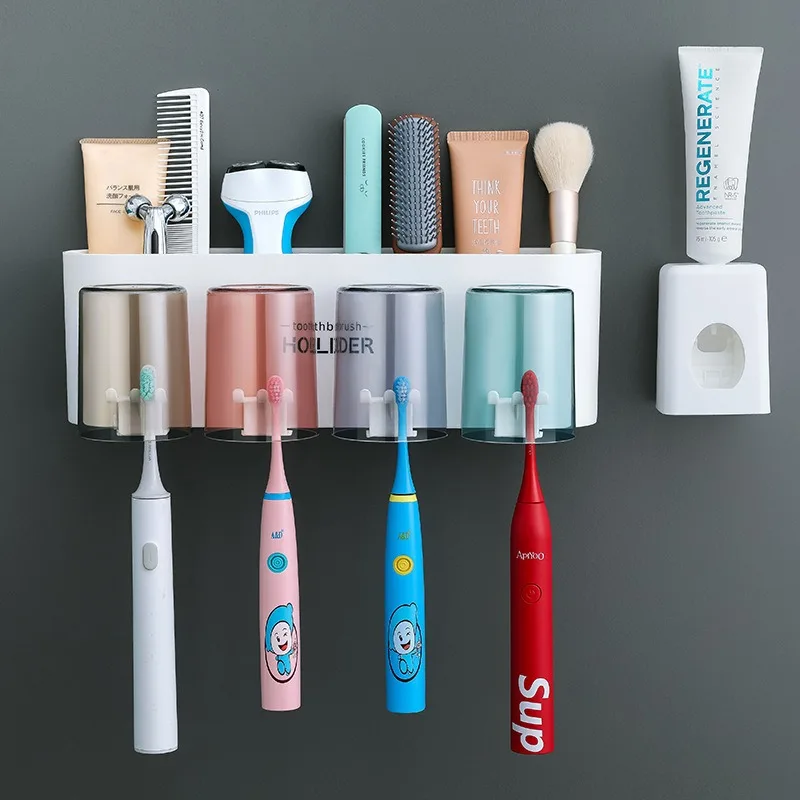 Toothbrush Holder Sends No Punch Paste Wall-mounted Shelf Set of Toothbrush Wash Cup Toothbrush Cup Mouthwash Cups