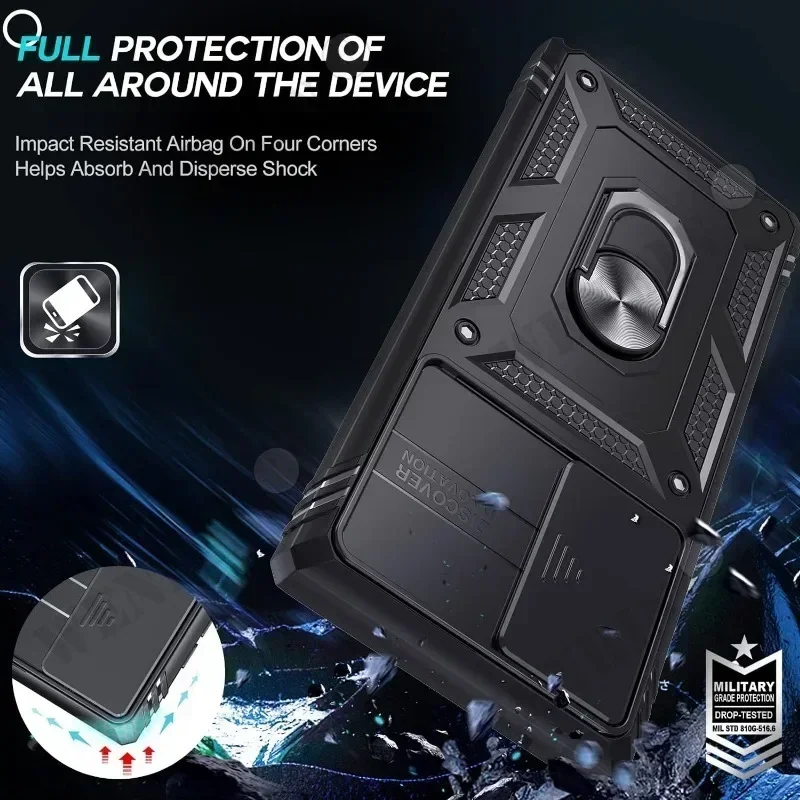 Case For Samsung S25 Ultra S24 S23 S22 Plus S24 FE A56 A55 A36 A35 A15 A16 5G Heavy Duty with Camera 360 Degree Kickstand Cover