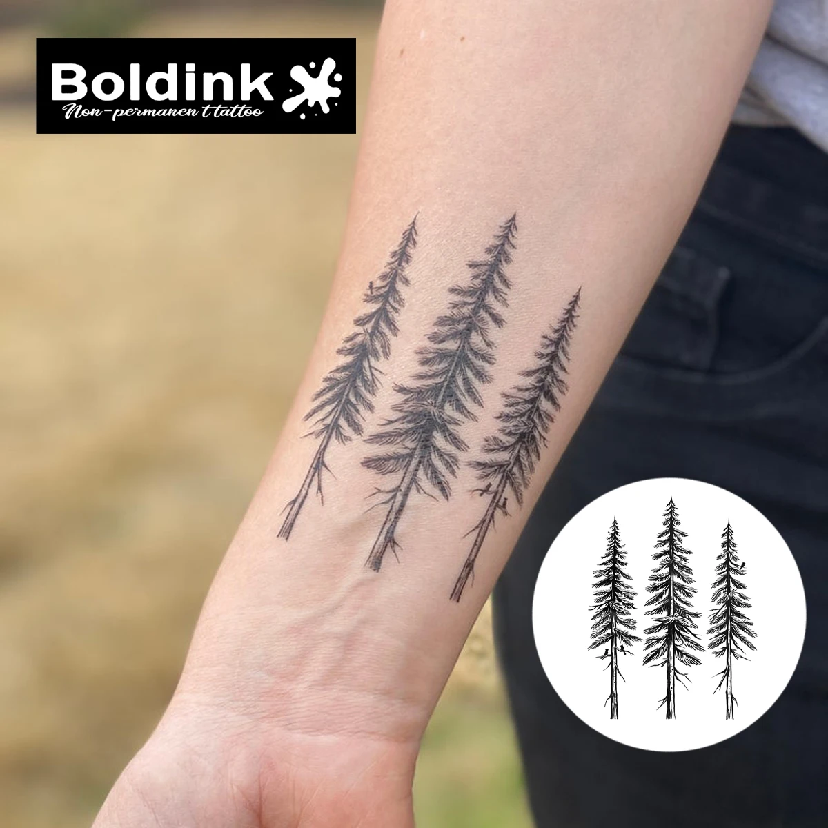 Evergreen Serenity Boldink Temporary Tattoo,Lasts To 15 Days New Technology Magic Waterproof Semi Permanent Sticker.