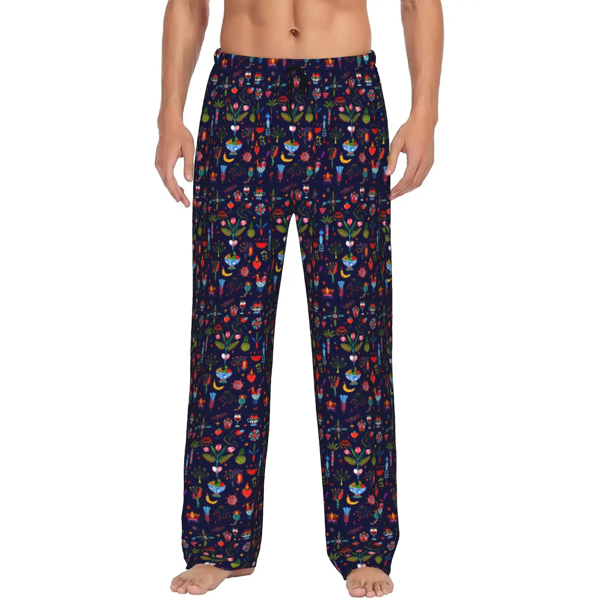 Custom Men Traditional Mexican Pajama Pants Print  Sleep Sleepwear Bottoms with Pockets