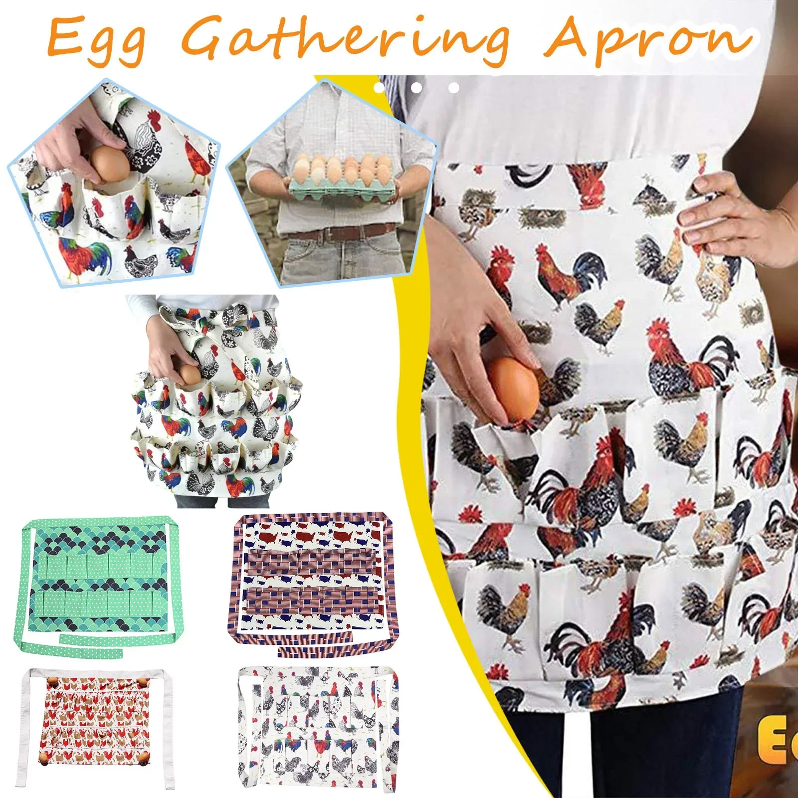 Pockets Egg Collecting Harvest Apron Chicken Farm Work Aprons Carry Duck Goose Egg Collecting Farm Apron Kitchen Garden Aprons