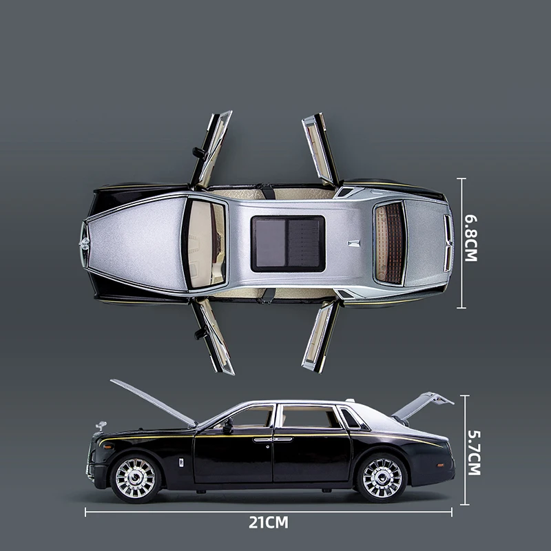 1:24 R0lls-R0yce Phantom Alloy Luxy Car High-End-Modell Druckguss Metallspielzeug Simulation Sound Licht Stilvolle Sammlerartikel Geschenke