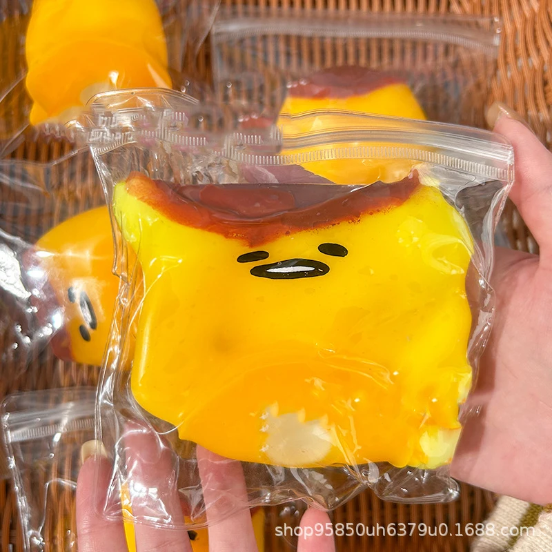 Sanrio Toy Anime Gudetama Nie Nie Le Wholesale Unzip Vent Toy Cute Child Doll Gift Slow Rebound Print Fluid Pudding