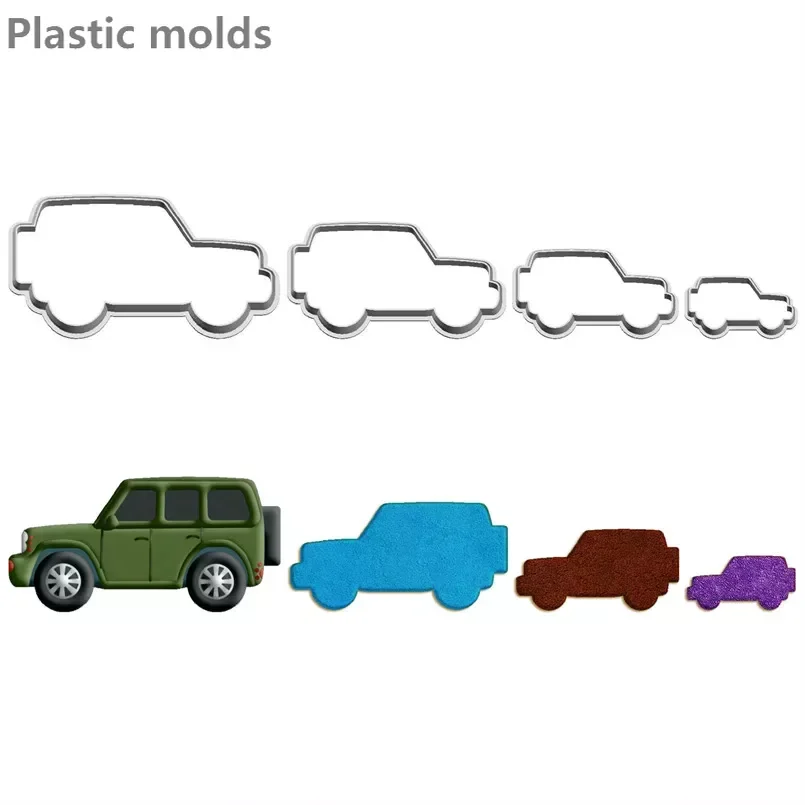 Four Specifications Cartoon Transportation Tools,Battlefield Vehicle,Plastic Molds,Cake Fondant Tools,Cookie Sushi Cutters