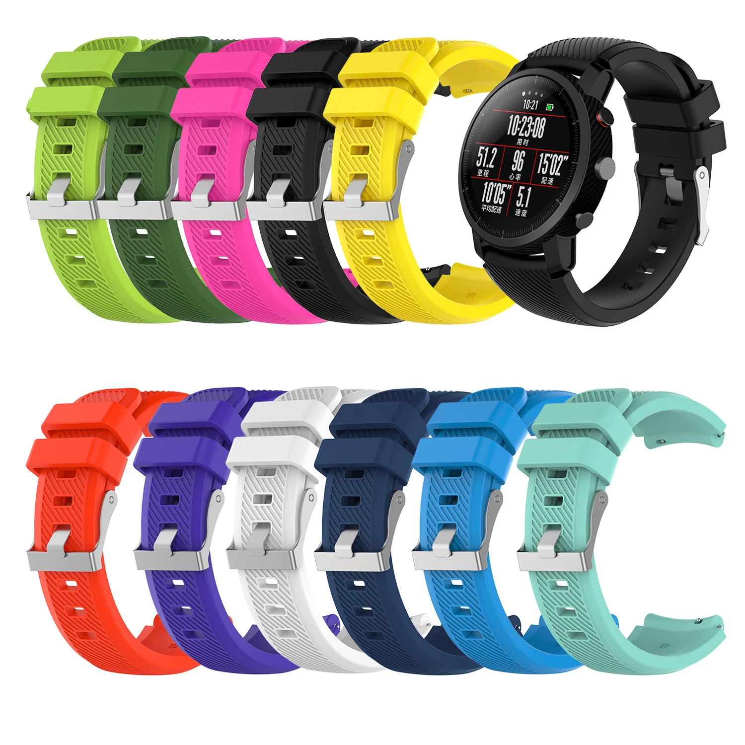 22mm Silicone Strap For Xiaomi MI Watch S1 Active/ Color 2 band bracelet Galaxy Watch 3 45mm / Mi watch S2 42MM 46MM Watch band