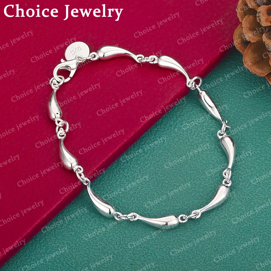 925 Sterling Silber Wassertropfen-Kettenarmband für Damen, modischer Charm-Schmuck, Geschenk, Hochzeit, Party, elegantes Zubehör