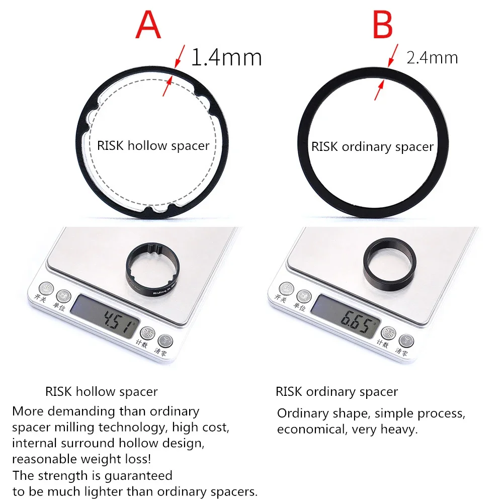 RISK 5/10mm Aluminum Bicycle Front Fork Washers 1-1/8\
