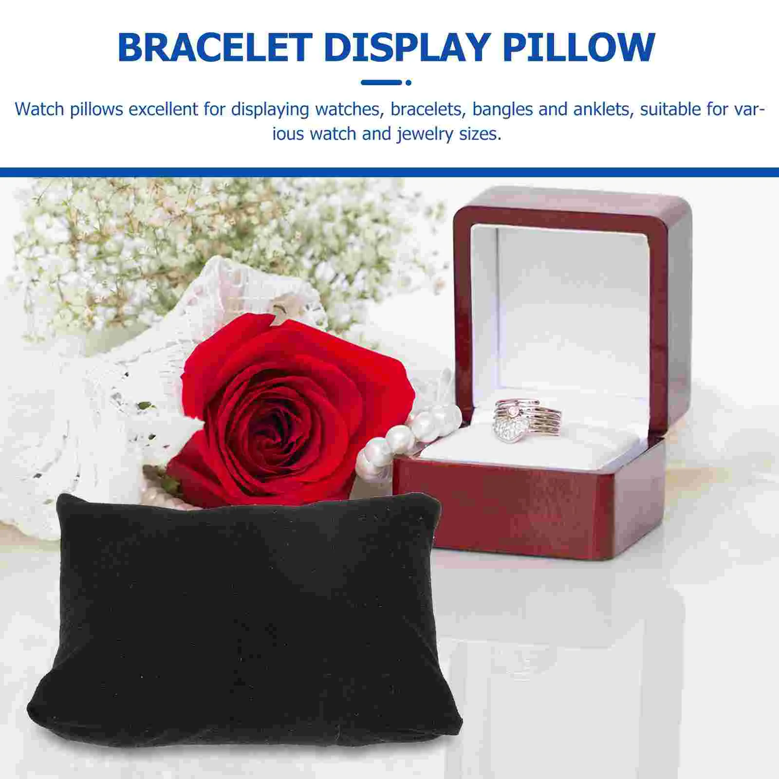 20 Pcs Bracelet Watch Box Small Pillow Man Mens Rings Black Fabric Jewelry Display Cushion