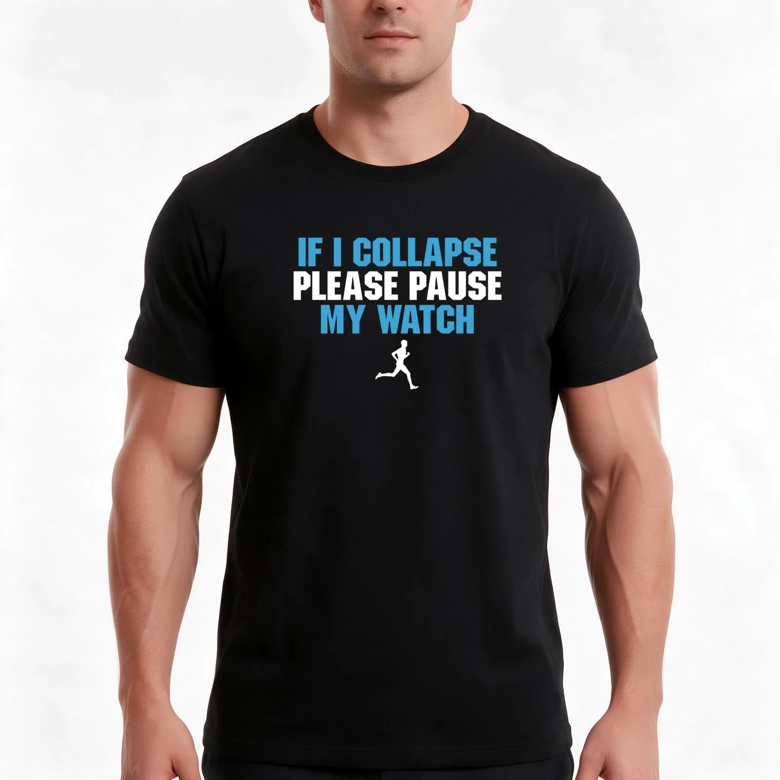 If I Collapse Please Pause My Watch - Marathon Runner Funny Saying T-Shirt, Summer Casual Cotton Tee, Oversized Streetwear Tops