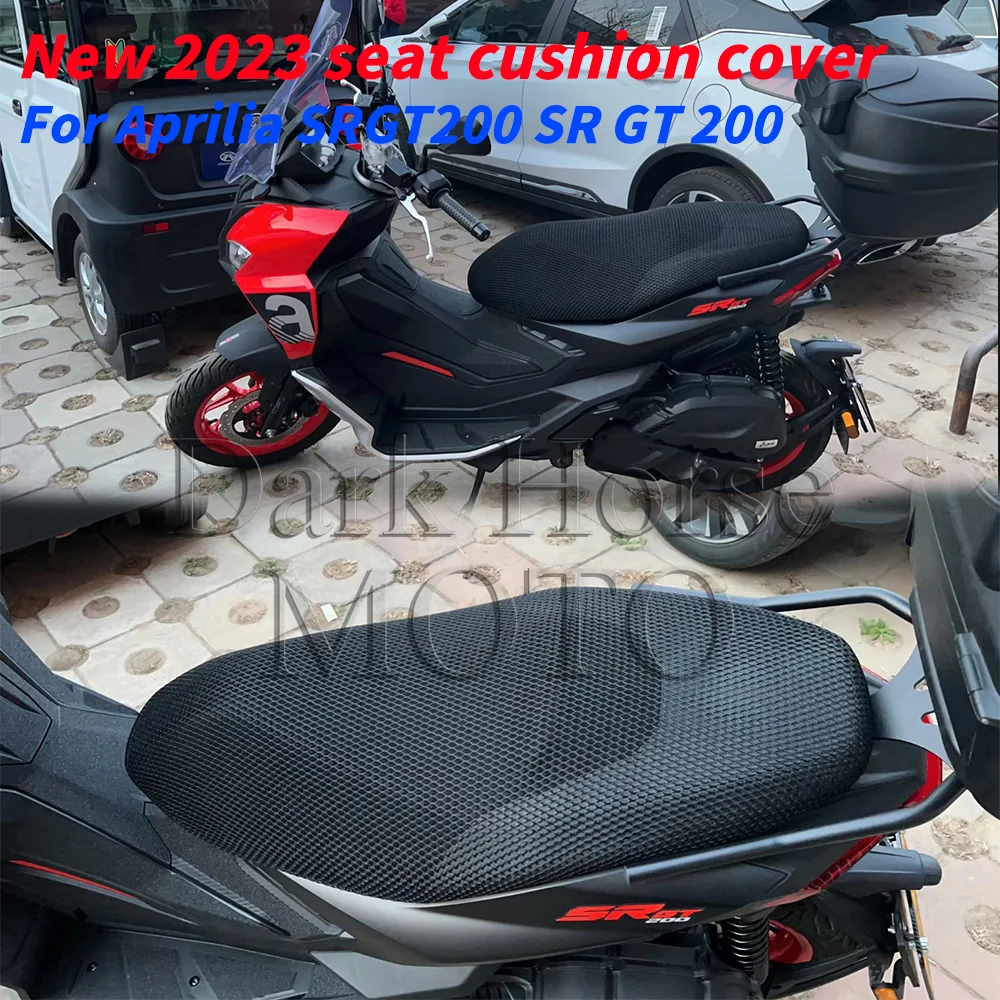 For Aprilia SRGT200 SR GT 200 Motorcycle Seat Cushion Cover Mesh Honeycomb Sunscreen Anti-slip 3D Breathable Seat Cover