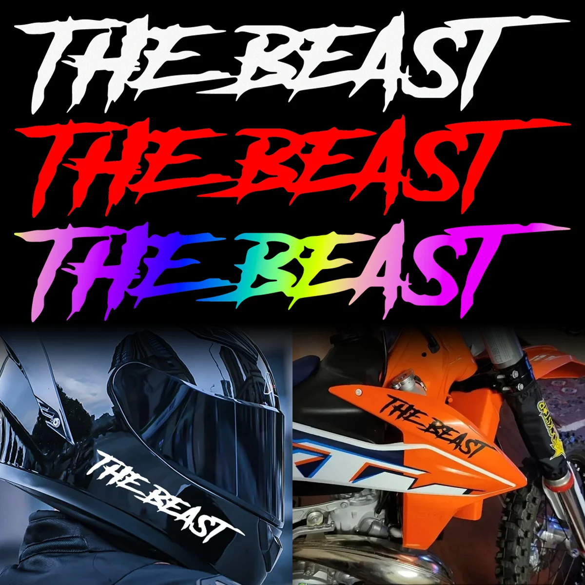 

THE BEAST Motorcycle Helmet Stickers Waterproof Moto Bike Fuel Tank Fender Front Fairing Scooter Vinyl Decor Decals Accessories