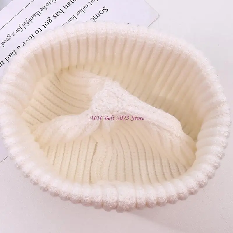 49ME لون خالص لامع لحجر الراين قبعة صغيرة قبعة متماسكة قبعة صوف للشتاء يوميًا W #2