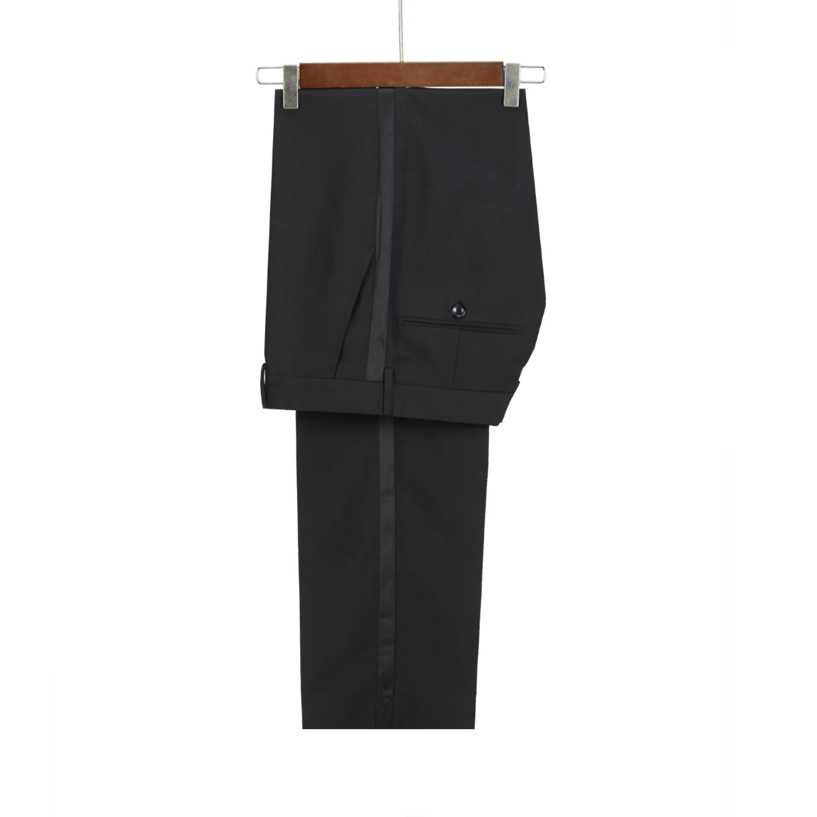 Custom Made Black/White Pants Straight-Fit Trousers Mens/Bridegroom/Best Man Wedding/Evening Plain Front Pant KZ13