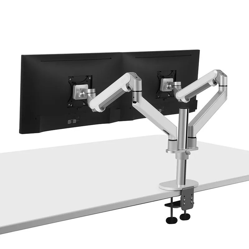 OL-2Z Desktop 17-32 Inch Dual Monitor Mount Arm Full Motion Aluminum Monitor Holder Gas Spring Arm Load 2-8kgs Each