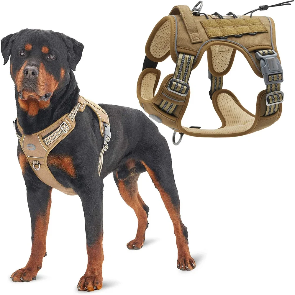 Tactical Dog Harness for Small Large Dogs No Pull Adjustable Pet Harness and leash Set Reflective K9 Working Training Vest