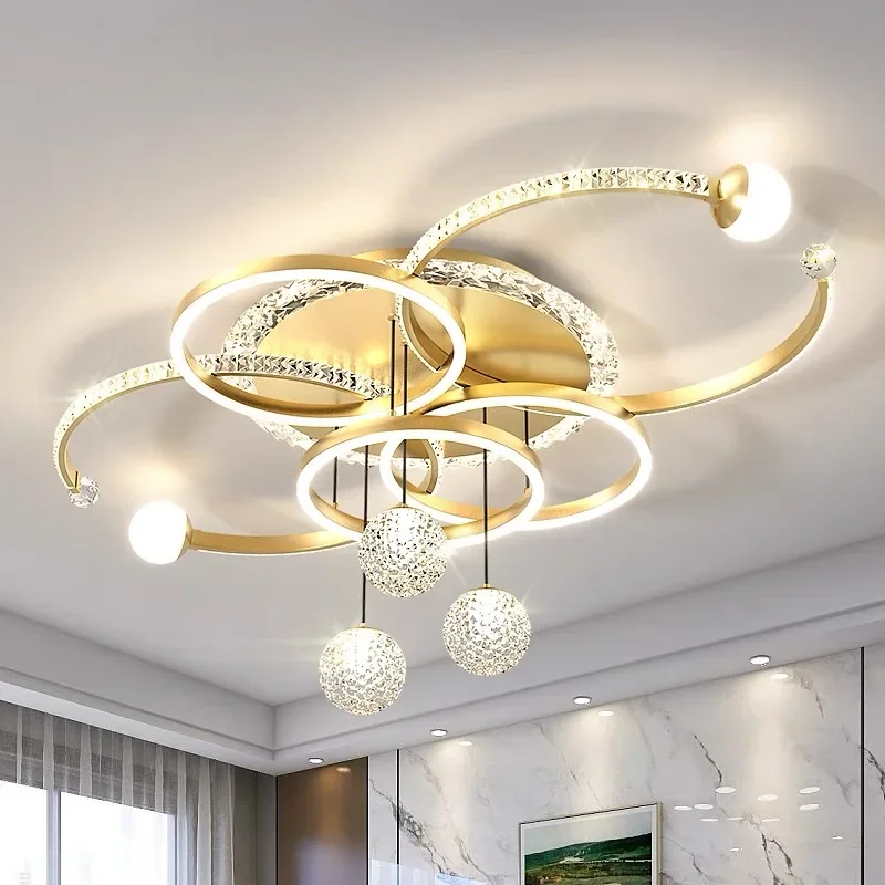 2024 New Circular Ceiling Lights For Living Dining Room Black Gold LED Lamps With Spotlights Kitchen Room Luxury Indoor Lighting