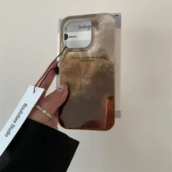 Luxury Coffee Color Blending Gradient Phone Case for IPhone 17 16 15 14 13 12 11 Pro Max 7 8 Plus Shockproof Hard Cover